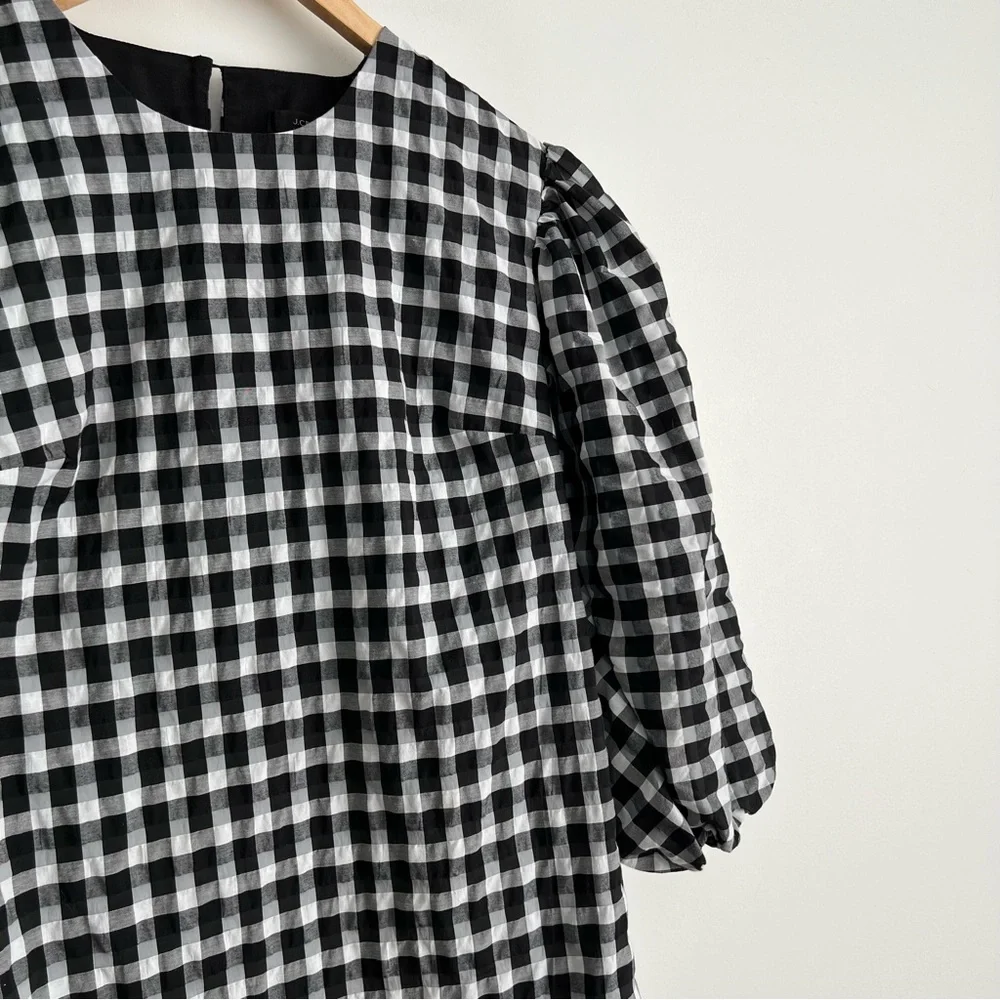 J. Crew Puff-Sleeve Mini Dress in Textured Plaid - Picture 5 of 10